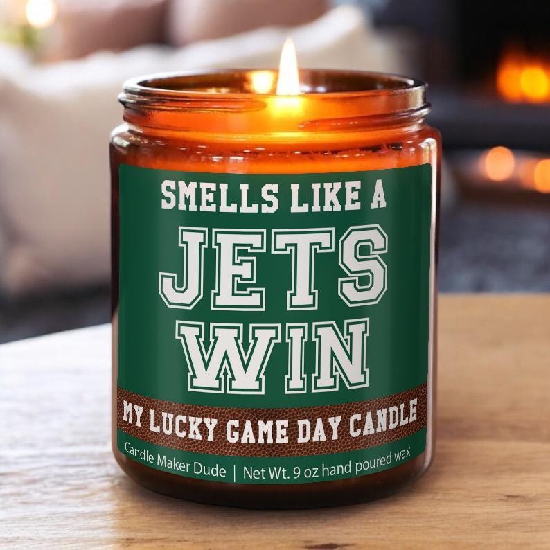 Smells Like a Jets Win Candle, New York Jets Candle, Game Day Decor, Funny Jets Fan Gift, Lucky Jets Candle