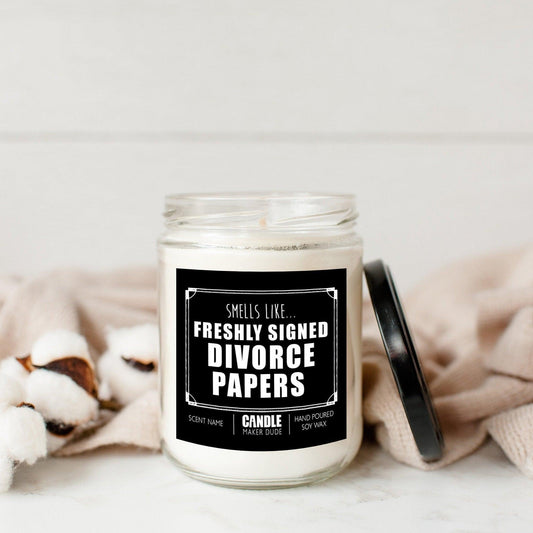 Funny Divorce Candle Gift, Smells Like Freshly Signed Divorce Papers, Scented Personalized Candles