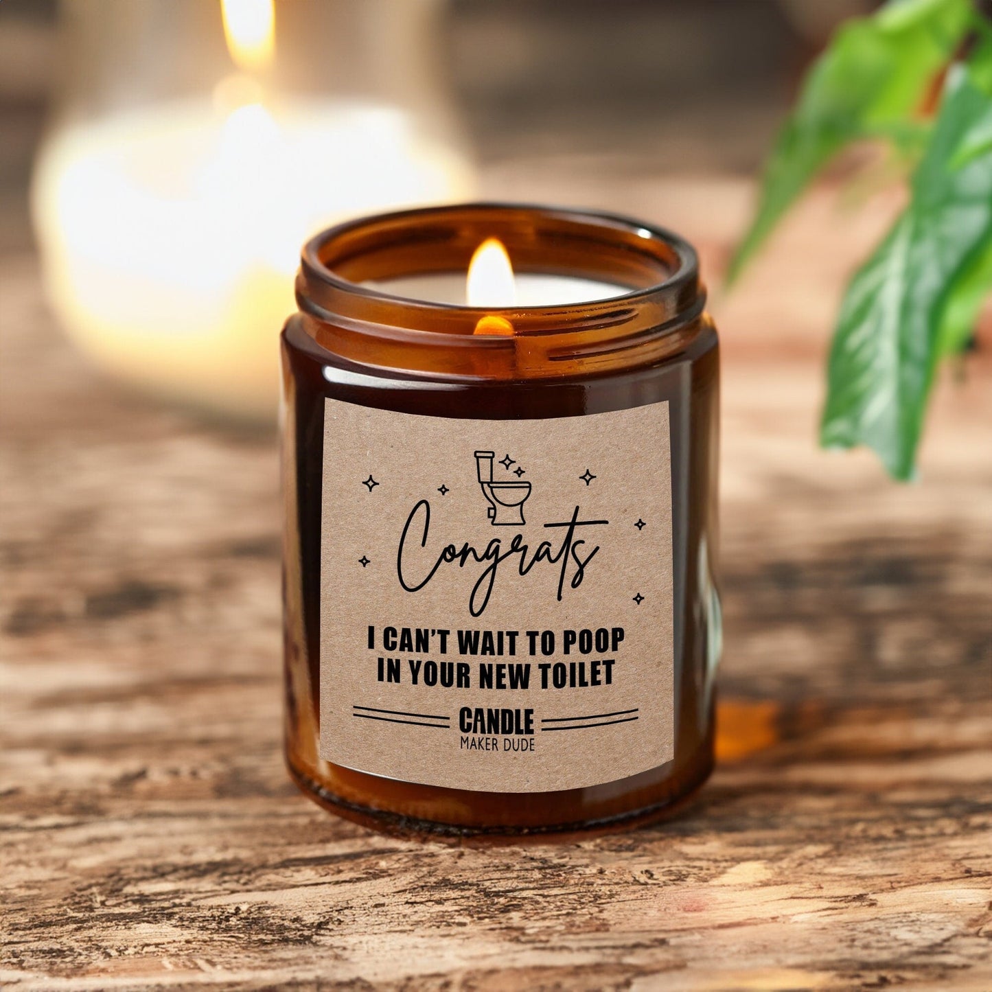 Funny Housewarming Gift, I Cant Wait To Poop In Your New Toilet, Funny Candle Gift For Friend, Home Decor, Scented Candle Amber Jar