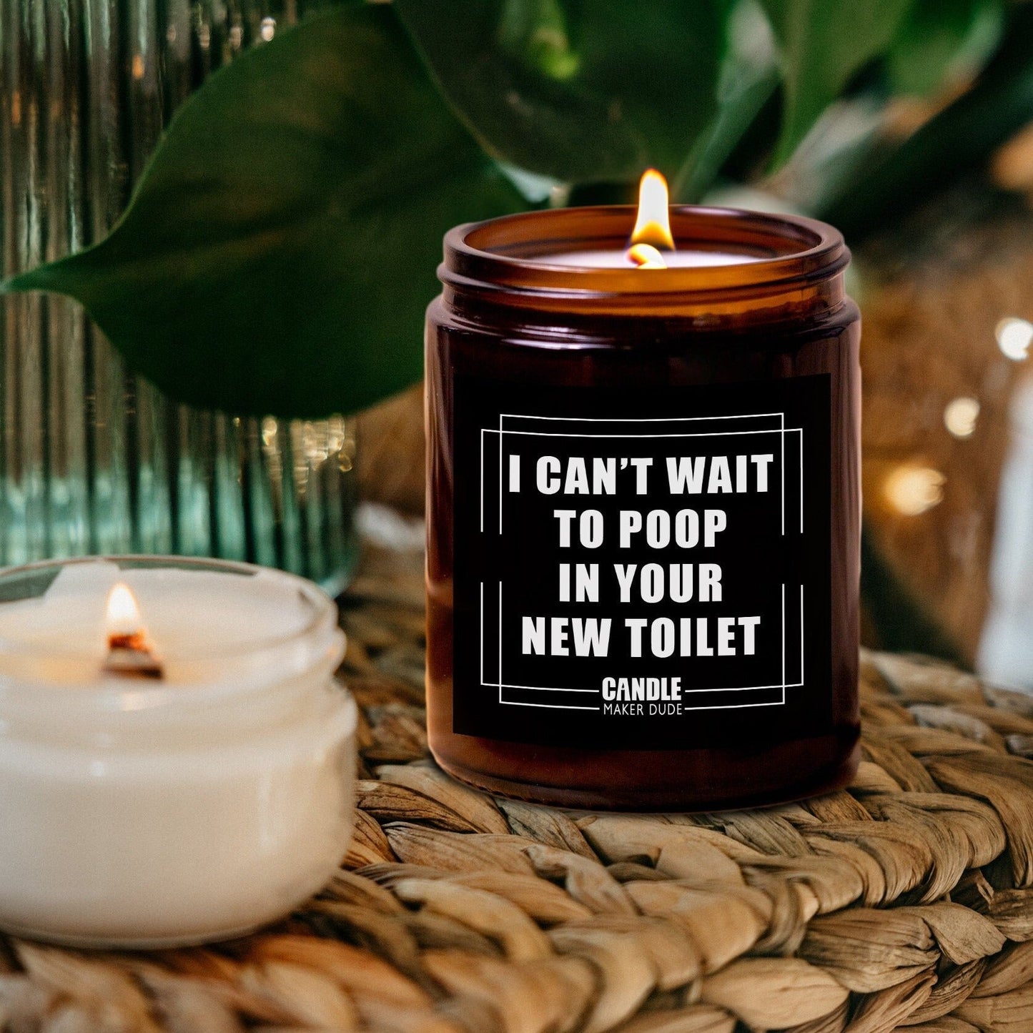 Funny Housewarming Gift, I Cant Wait To Poop In Your New Toilet, Funny Candle Gift For Friend, Home Decor, Scented Candle Amber Jar