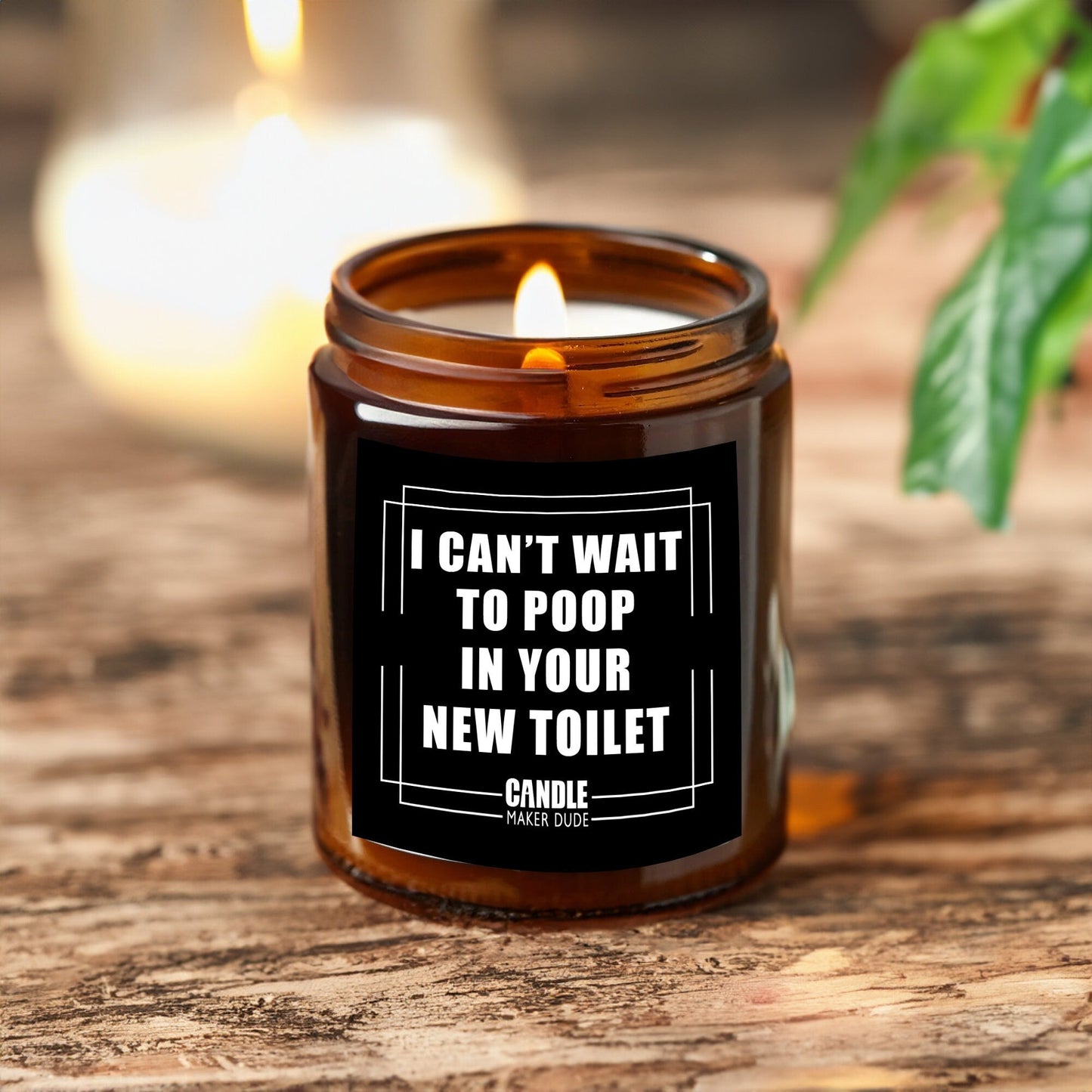 Funny Housewarming Gift, I Cant Wait To Poop In Your New Toilet, Funny Candle Gift For Friend, Home Decor, Scented Candle Amber Jar