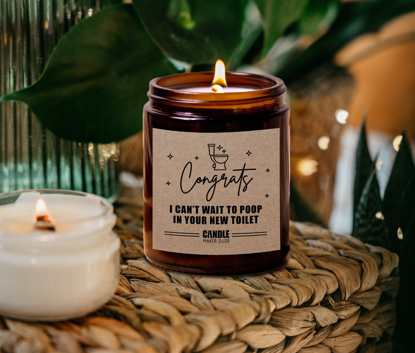 Funny Housewarming Gift, I Cant Wait To Poop In Your New Toilet, Funny Candle Gift For Friend, Home Decor, Scented Candle Amber Jar