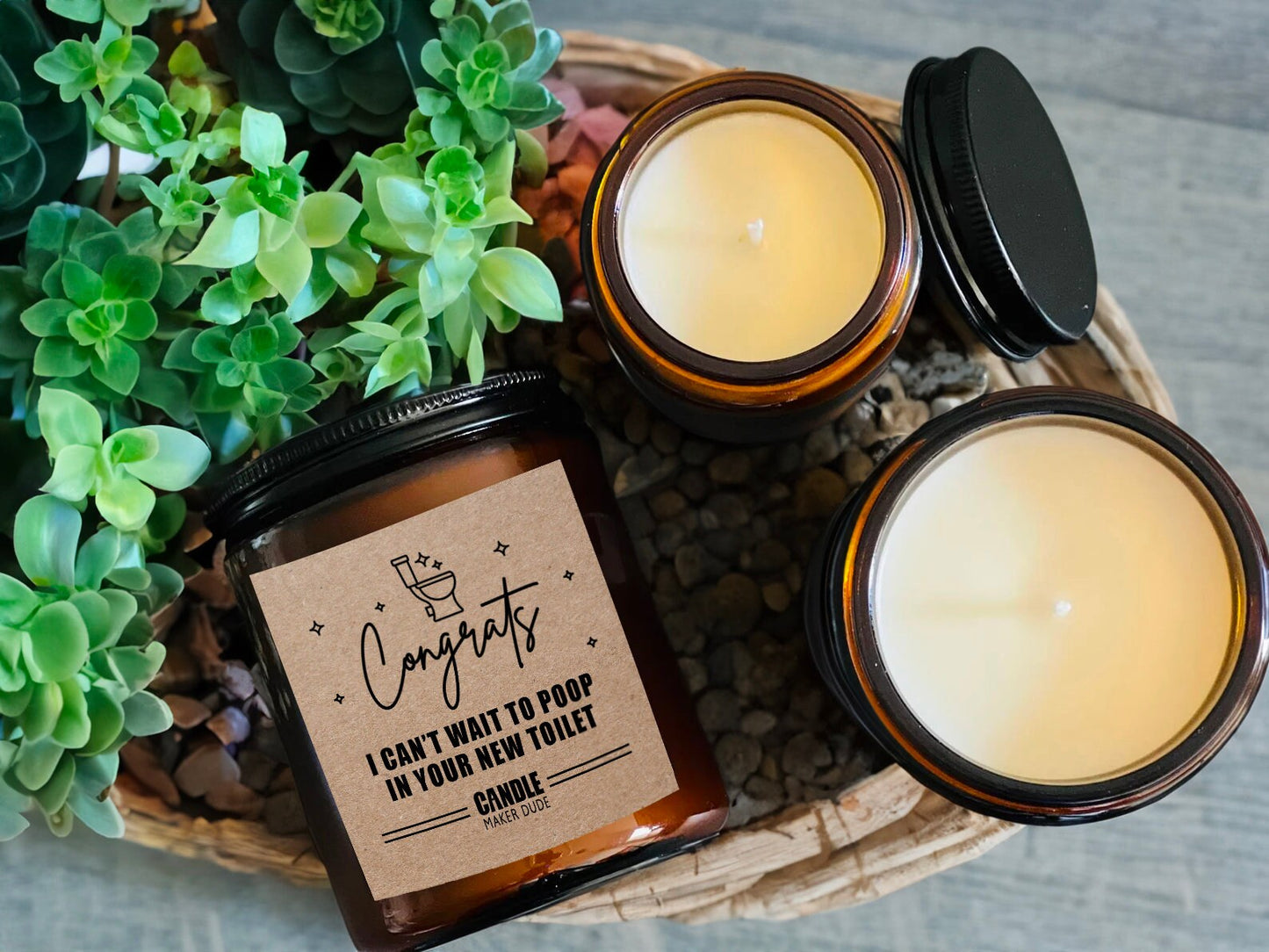 Funny Housewarming Gift, I Cant Wait To Poop In Your New Toilet, Funny Candle Gift For Friend, Home Decor, Scented Candle Amber Jar