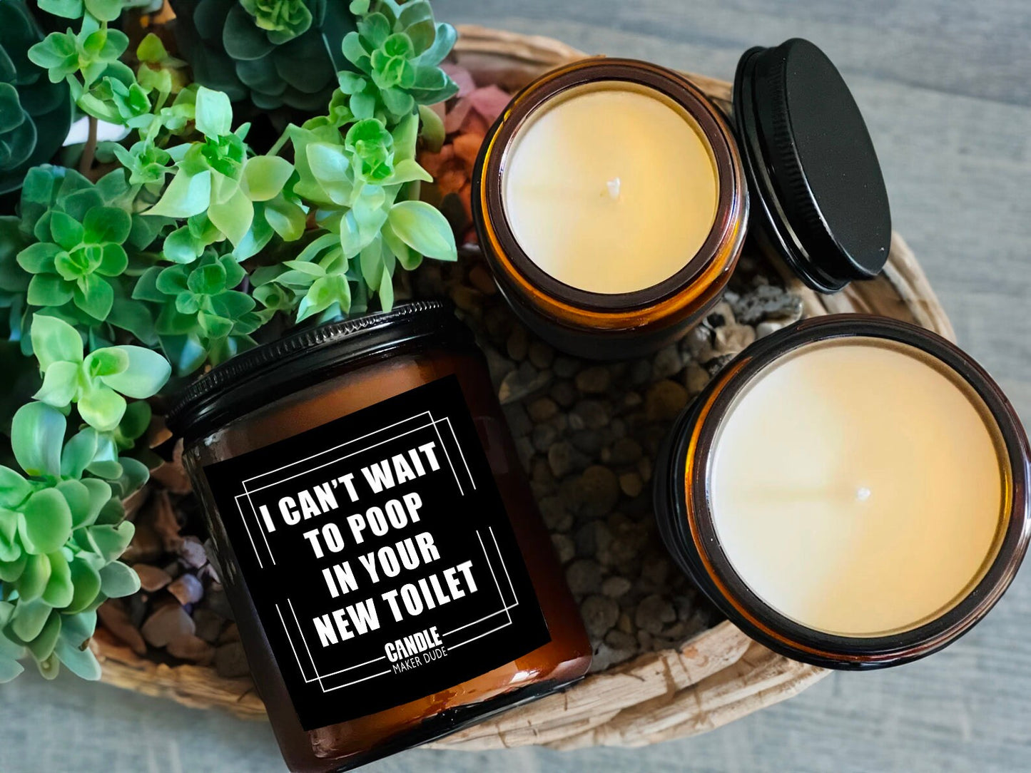 Funny Housewarming Gift, I Cant Wait To Poop In Your New Toilet, Funny Candle Gift For Friend, Home Decor, Scented Candle Amber Jar