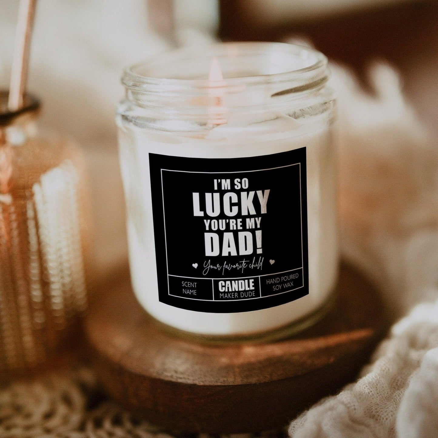 Personalized Father's Day Candle Gift, I'm So Lucky You're My Dad Funny Candle Gift Ideas