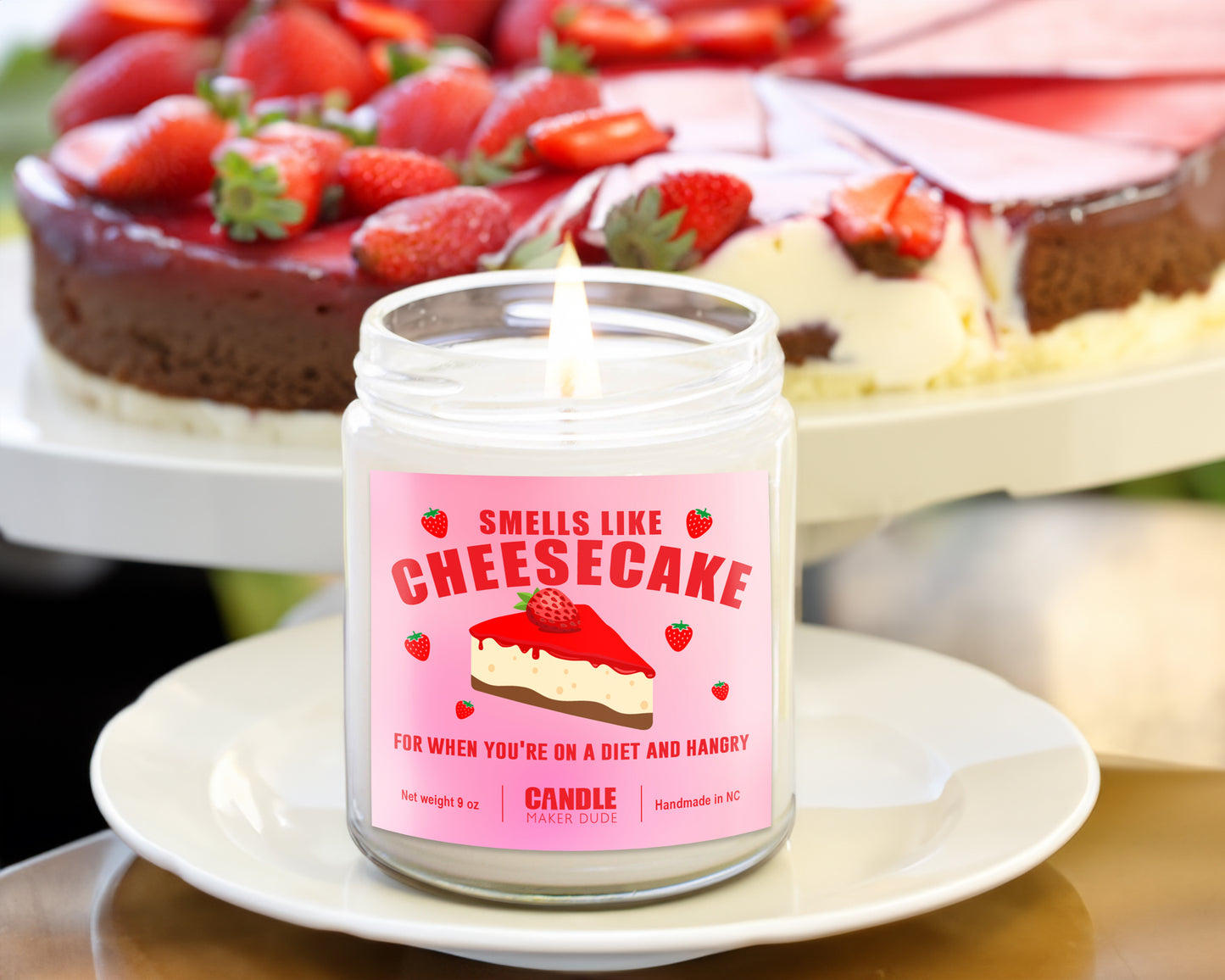 Strawberry Cheesecake Funny Scented Soy Candle For When You're Hangry, Gift For Her, Best Friends Gift