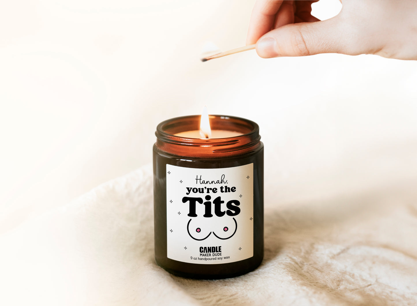 You're The Tits Funny Friendship Candle, Gift For Best Friend or CoWorker, Scented Soy Candle