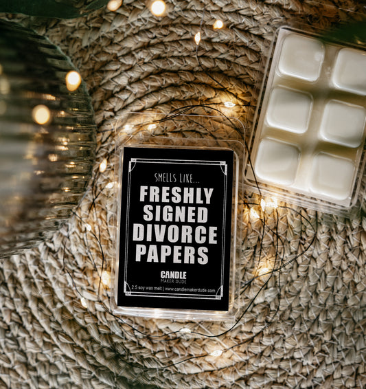 Freshly Signed Divorce Papers Wax Melt, Scented Soy Wax Melt Divorce Party Gift