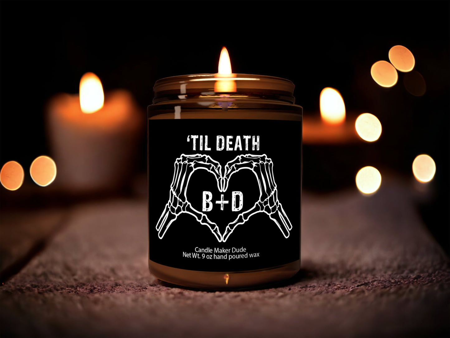 Til death personalized initials candle, I love you candle, Gifts for, gifts for him, relationship gifts, Valentines day, Halloween gifts