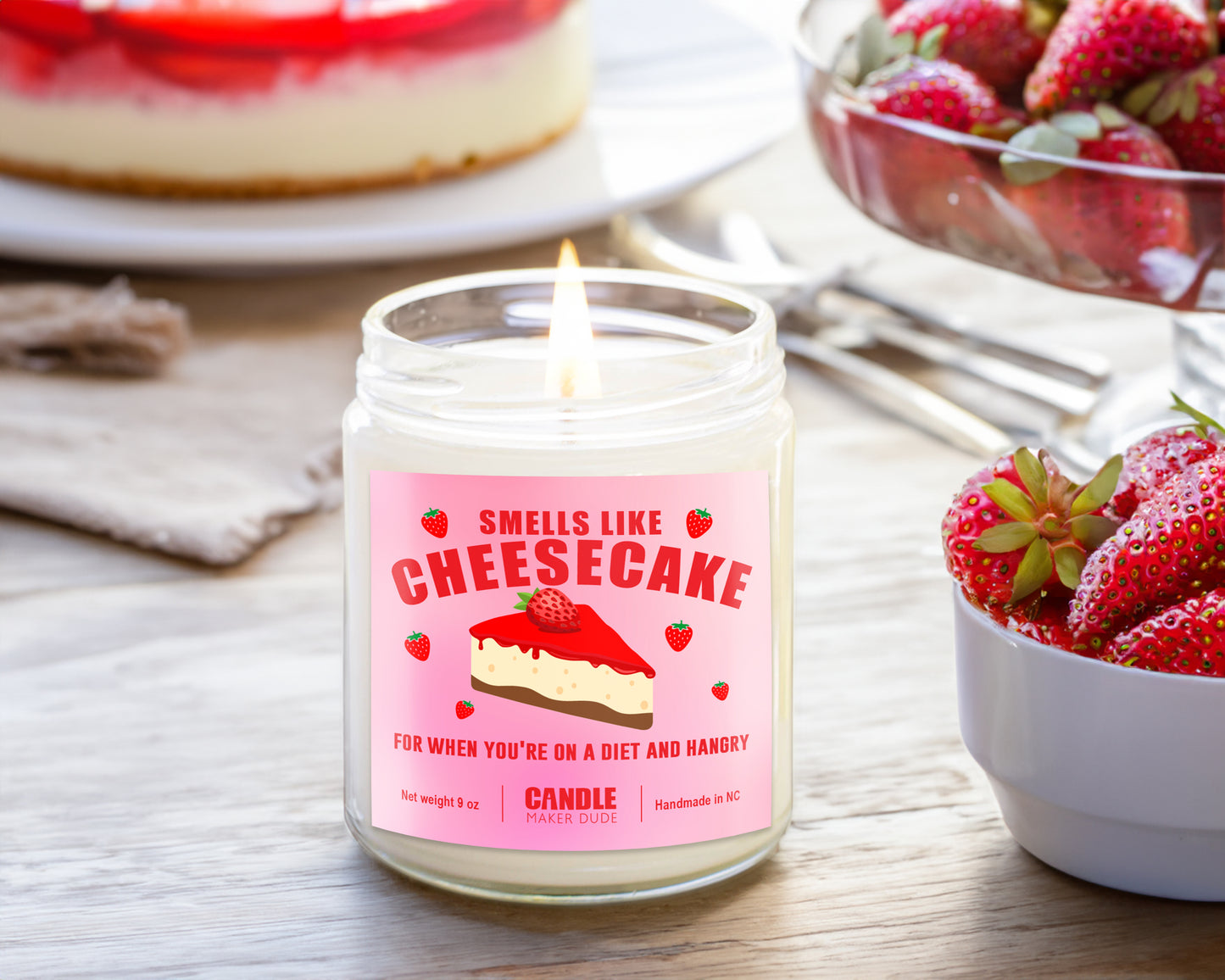 Strawberry Cheesecake Funny Scented Soy Candle For When You're Hangry, Gift For Her, Best Friends Gift