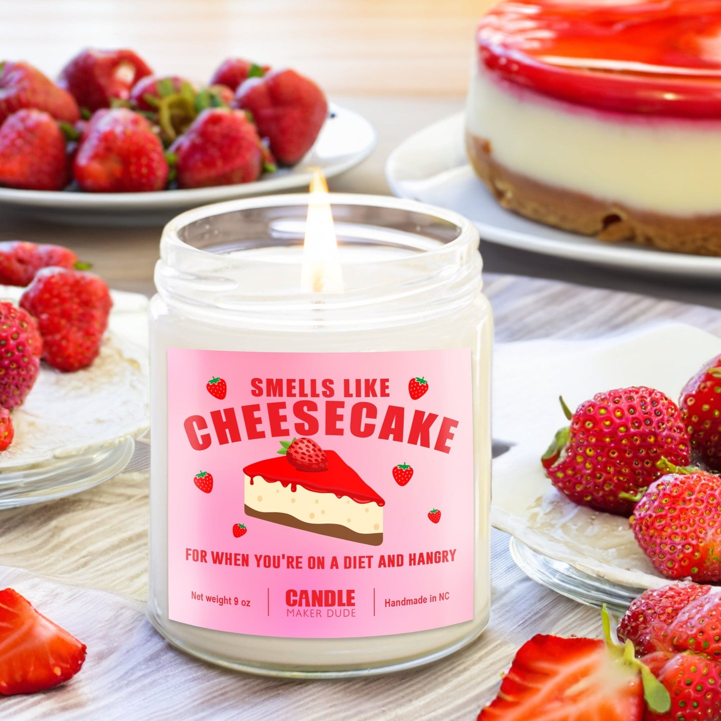 Strawberry Cheesecake Funny Scented Soy Candle For When You're Hangry, Gift For Her, Best Friends Gift