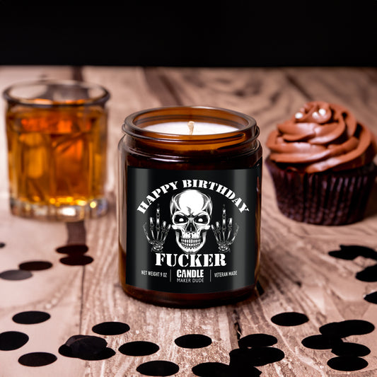 Happy Birthday Fucker Candle, Funny Men Gift Ideas, Skull Birthday Present For Friend, Boyfriend, Husband or Dad