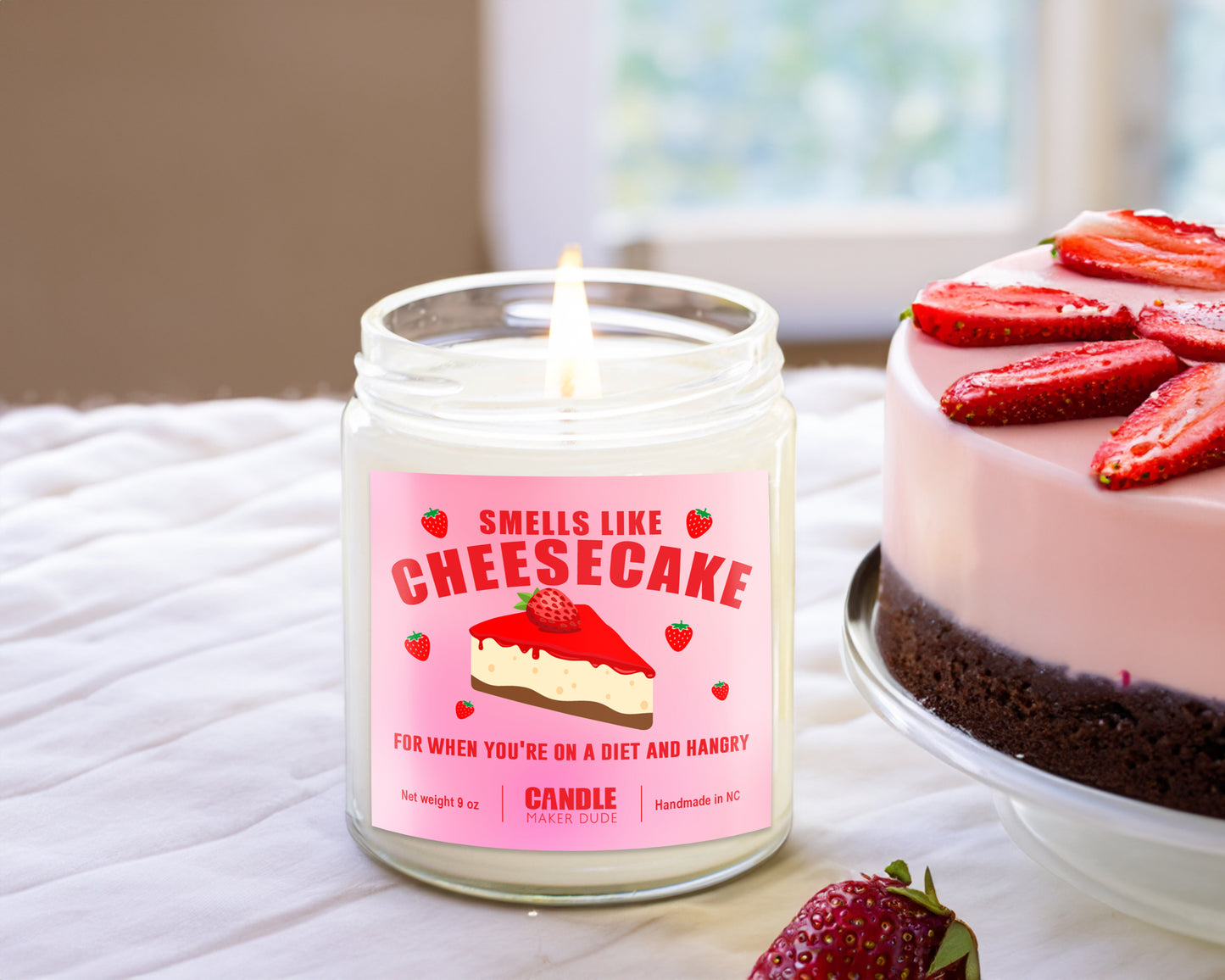 Strawberry Cheesecake Funny Scented Soy Candle For When You're Hangry, Gift For Her, Best Friends Gift