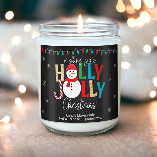 Holly Jolly Candle, Personalized Christmas Gifts, Merry Christmas Candle, Scented Soy Wax