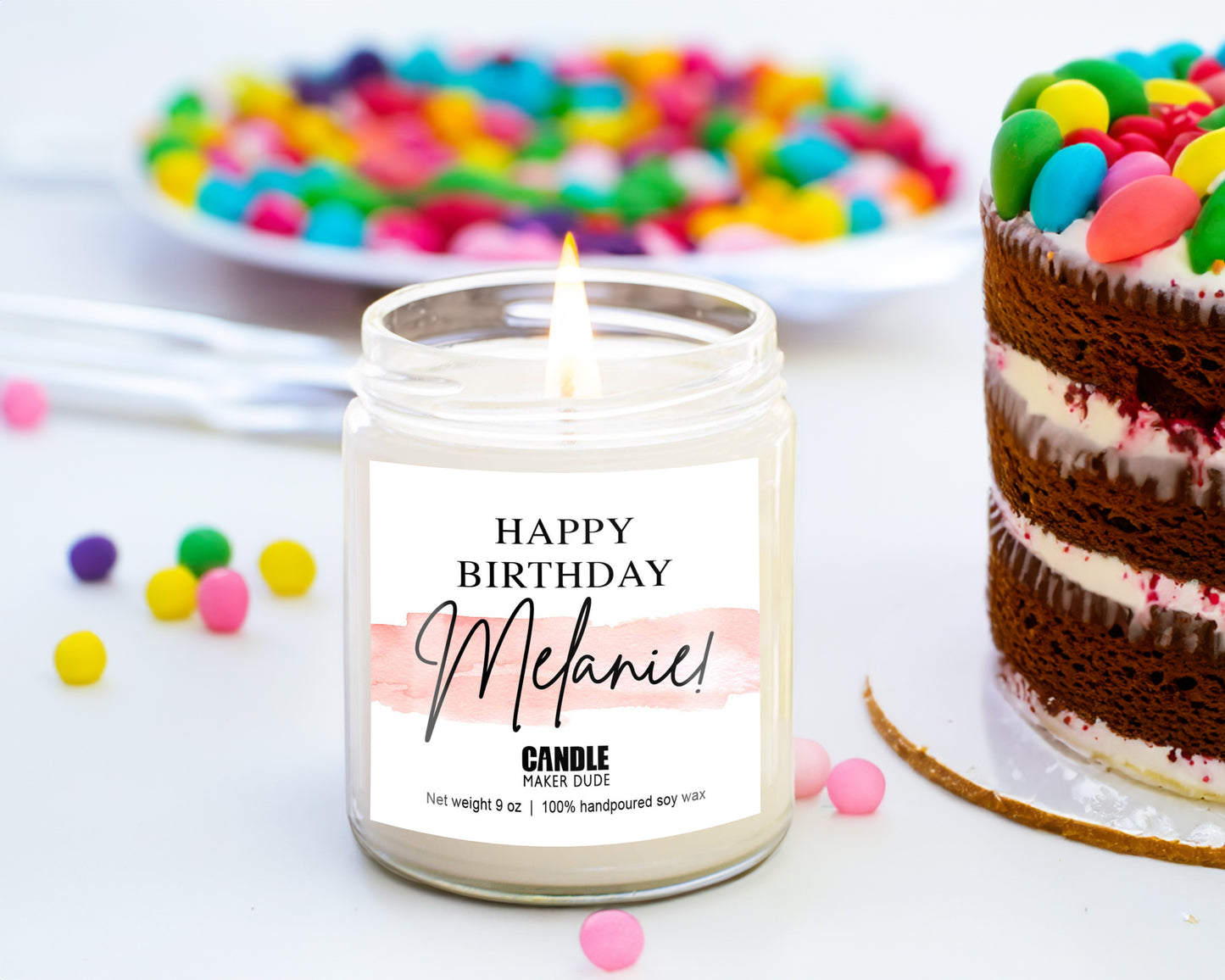 Personalized Birthday Candle, Scented Soy Candle Birthday Basket Gift Idea For Best Friend